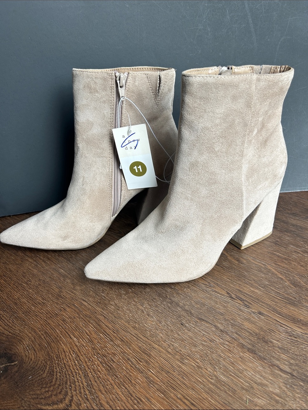 NWT a new day Cullen Taupe Pointed Toe Suede Ankle Boots 11 | Suede Boots